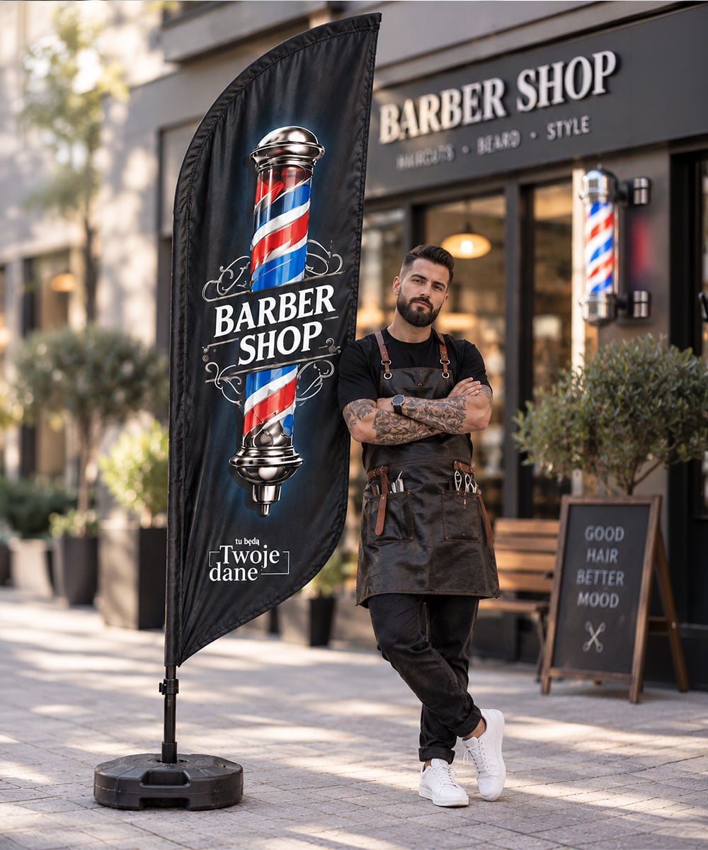 Barber Shop nr 12 Beachflag Winder Flaga