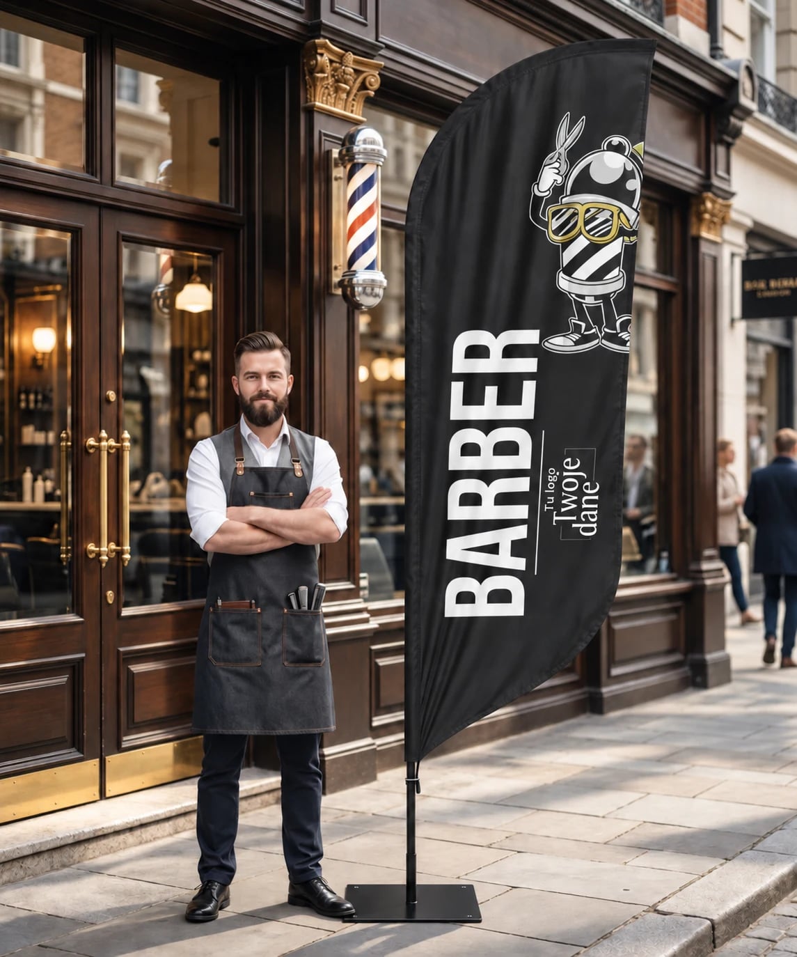 Flaga winder Barber Shop - gotowy beachflag Barber 1 + logo