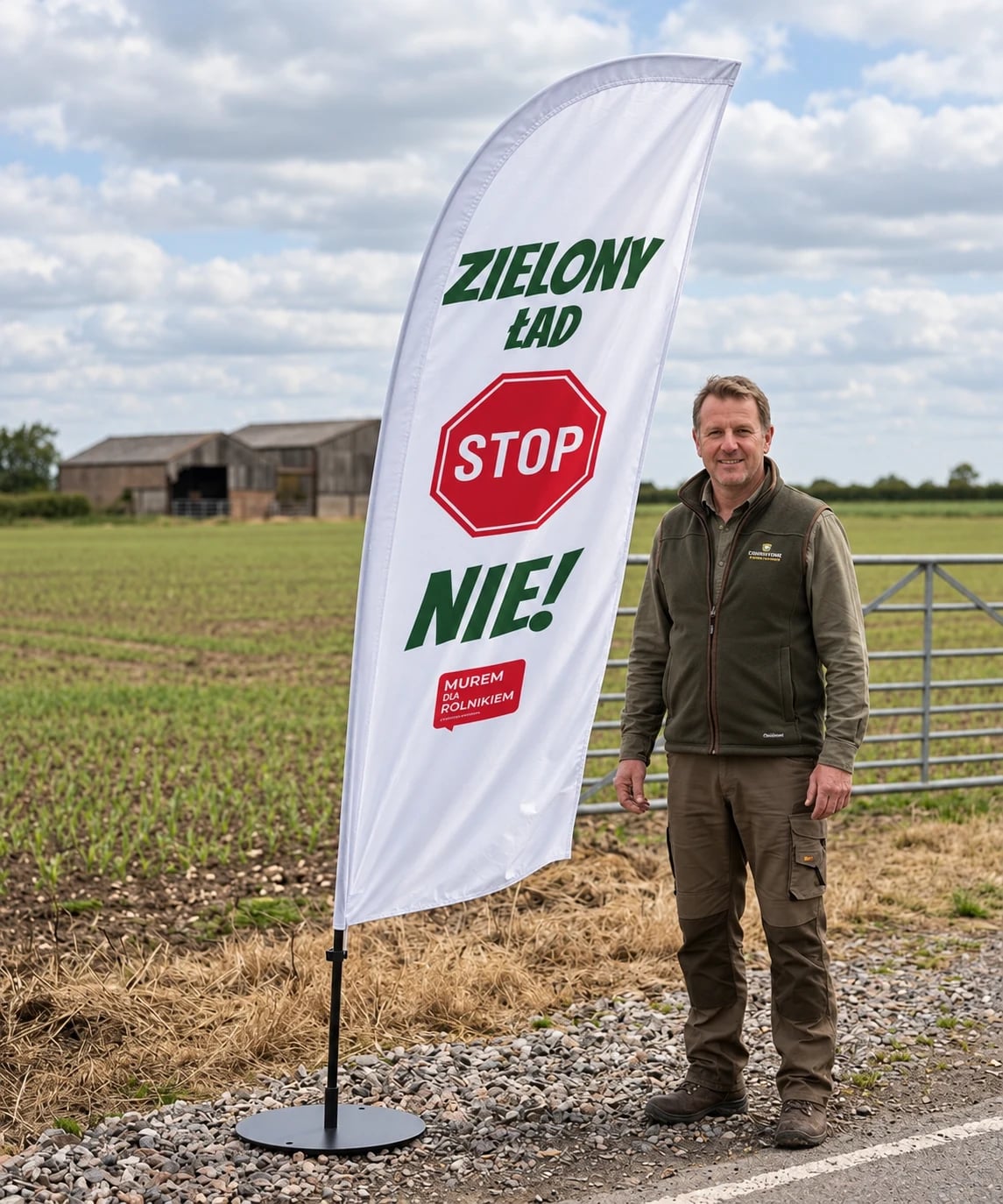 Flaga z masztem protest rolników nr 2