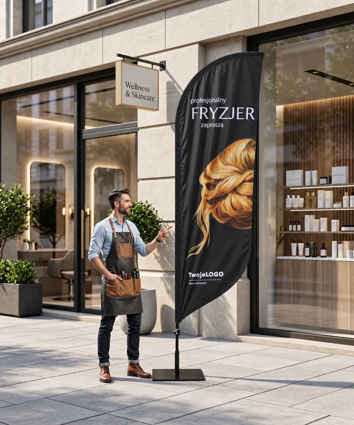 Fryzjer beauty reklama Beachflag Winder Flaga nr 7