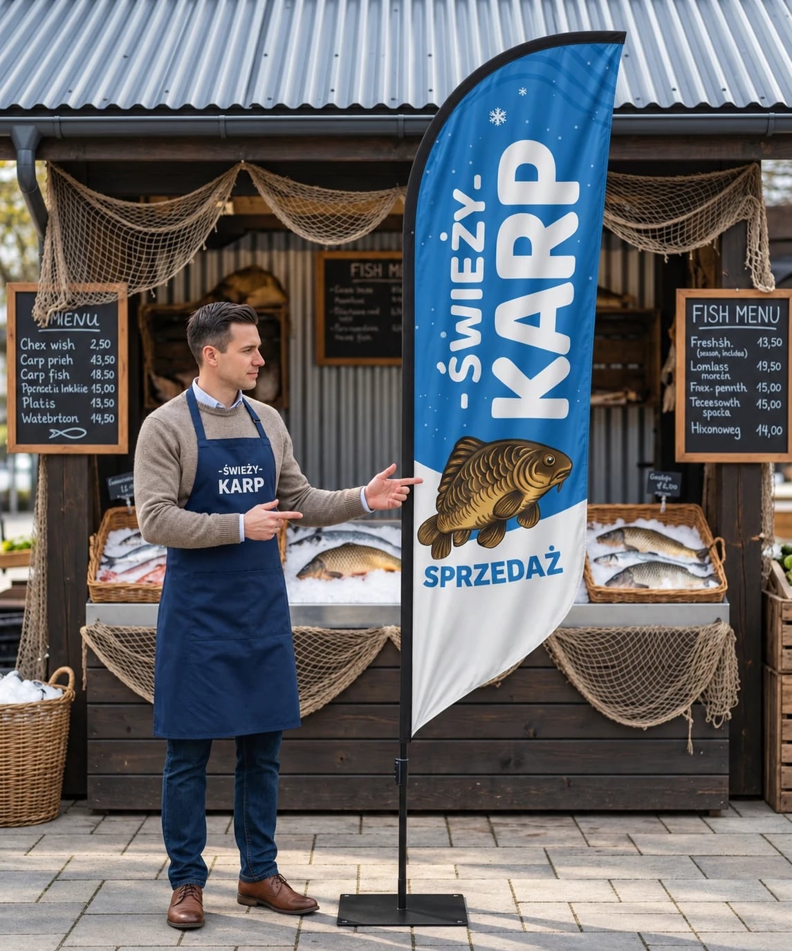 Żywy Karp reklama nr 6 Beachflag Winder Flaga